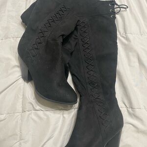 Journee Collection Black Over the Knee Boots